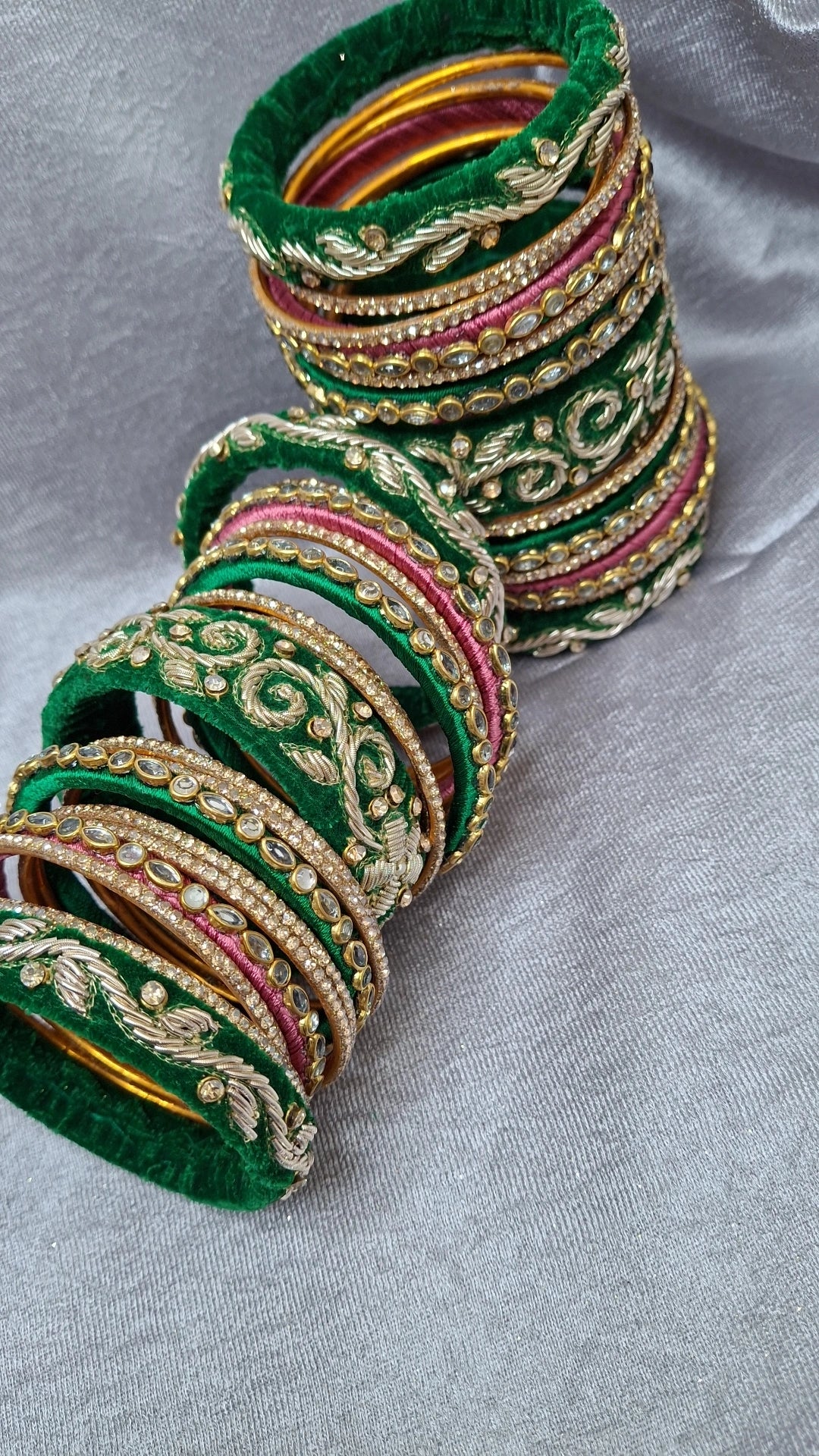 MAYUR GREEN ZARDOZI BANGLES