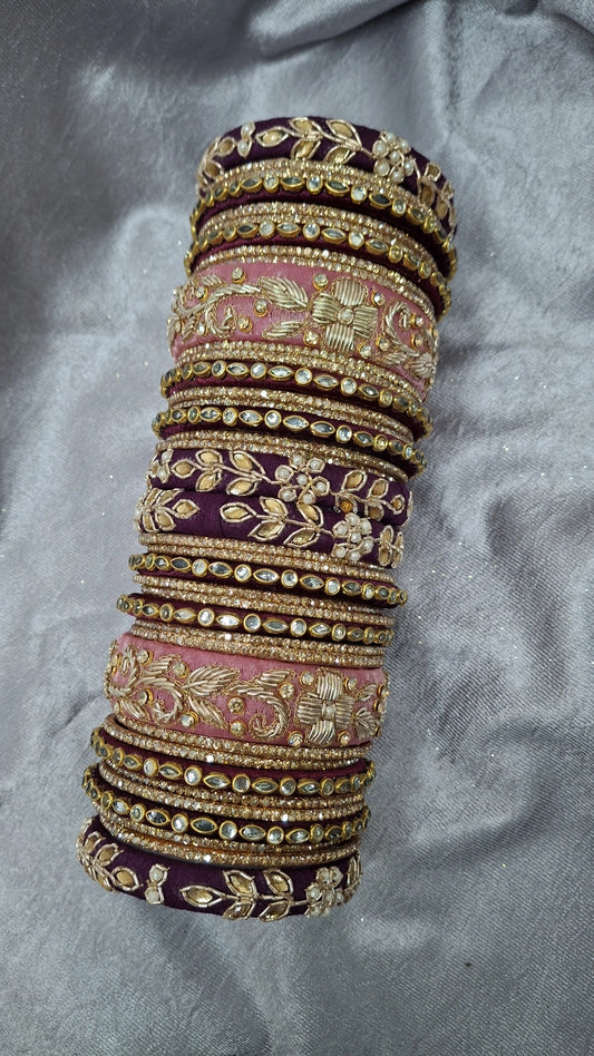 MAYUR PINKPURPLE ZADOZI BANGLES