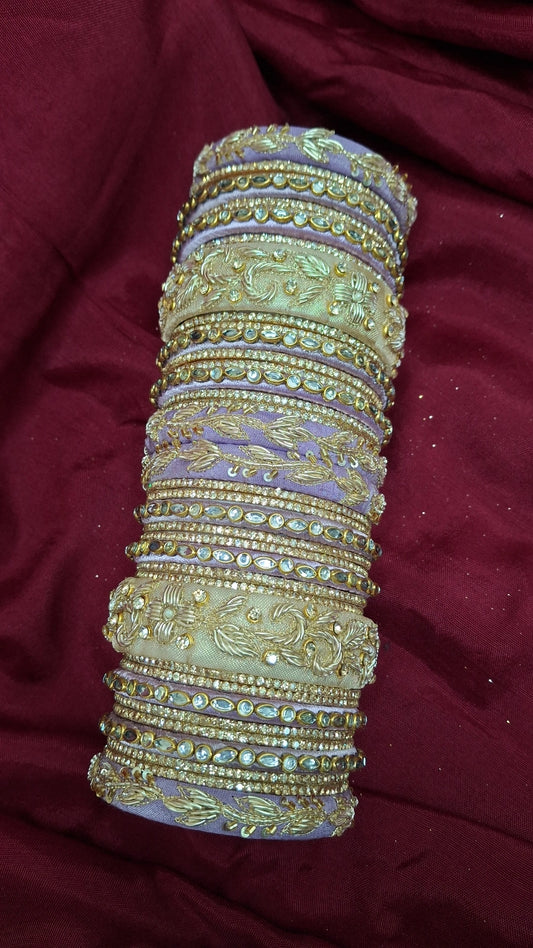 MAYUR PURPLEGOLD ZARDOZI BANGLES