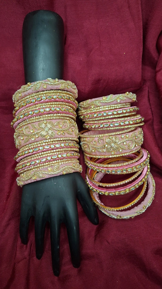 MAYUR PINK ZARDOZI BANGLES