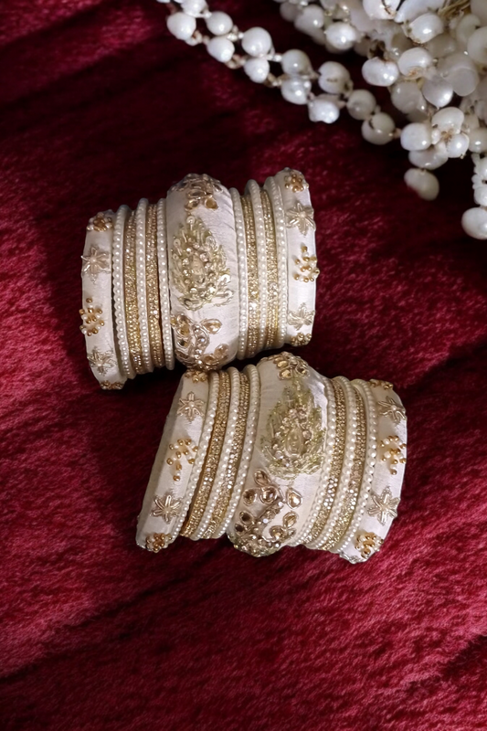 IVORY BRIDAL ZARI BANGLES