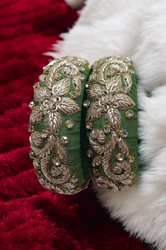 GREEN ZARDOZI KANGAN