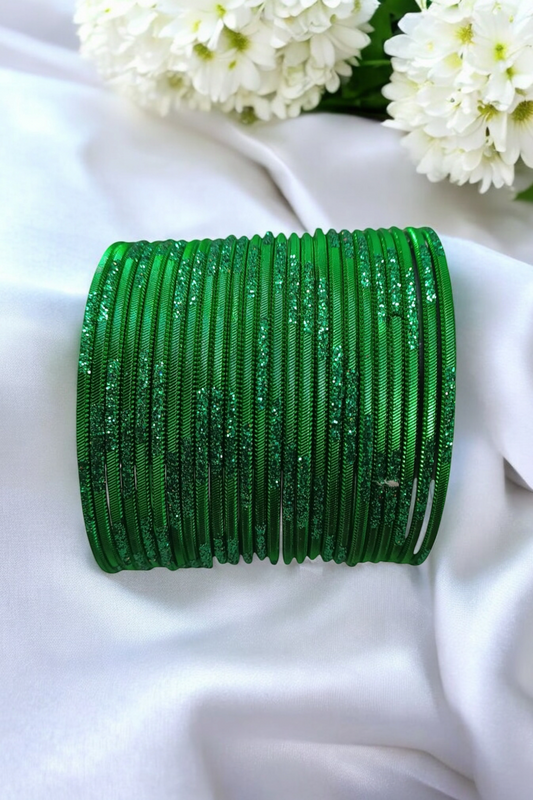 GREEN SET OF 24 METAL BANGLES