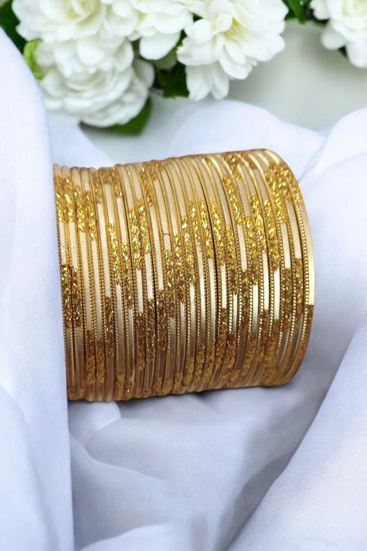 GOLDEN SET OF 24 METAL BANGLES