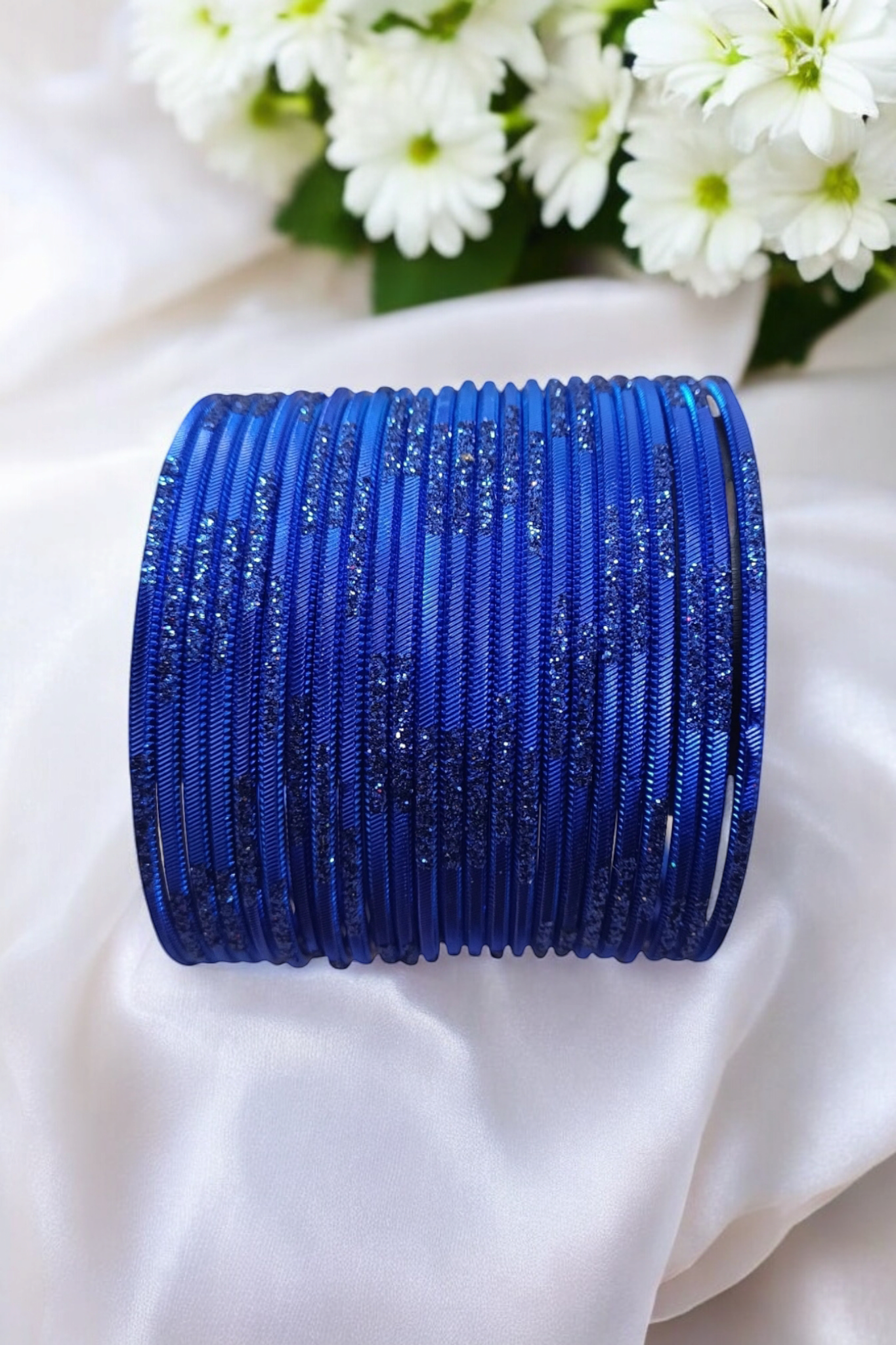 ROYAL BLUE SET OF 24 METAL BANGLES