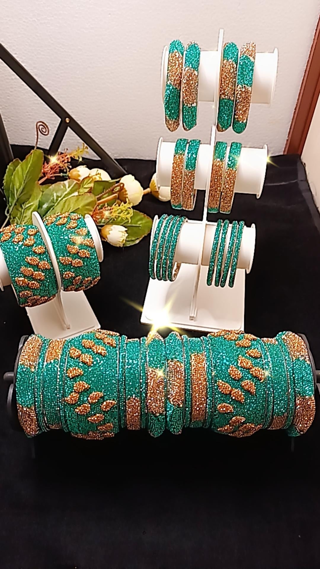 TEAL COLOR BRIDAL BANGLES SET