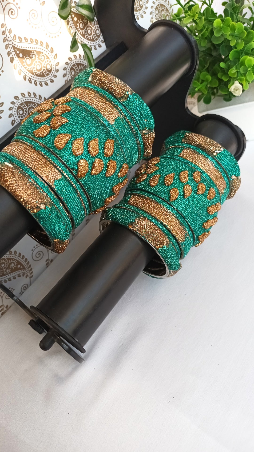 TEAL COLOR BRIDAL BANGLES SET