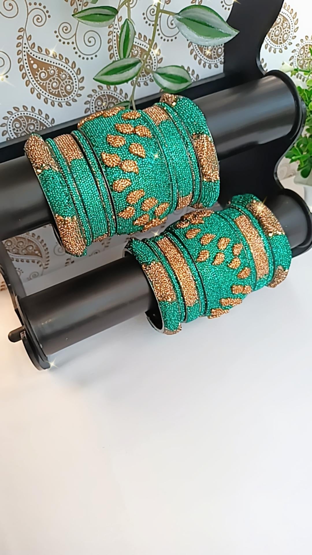 TEAL COLOR BRIDAL BANGLES SET